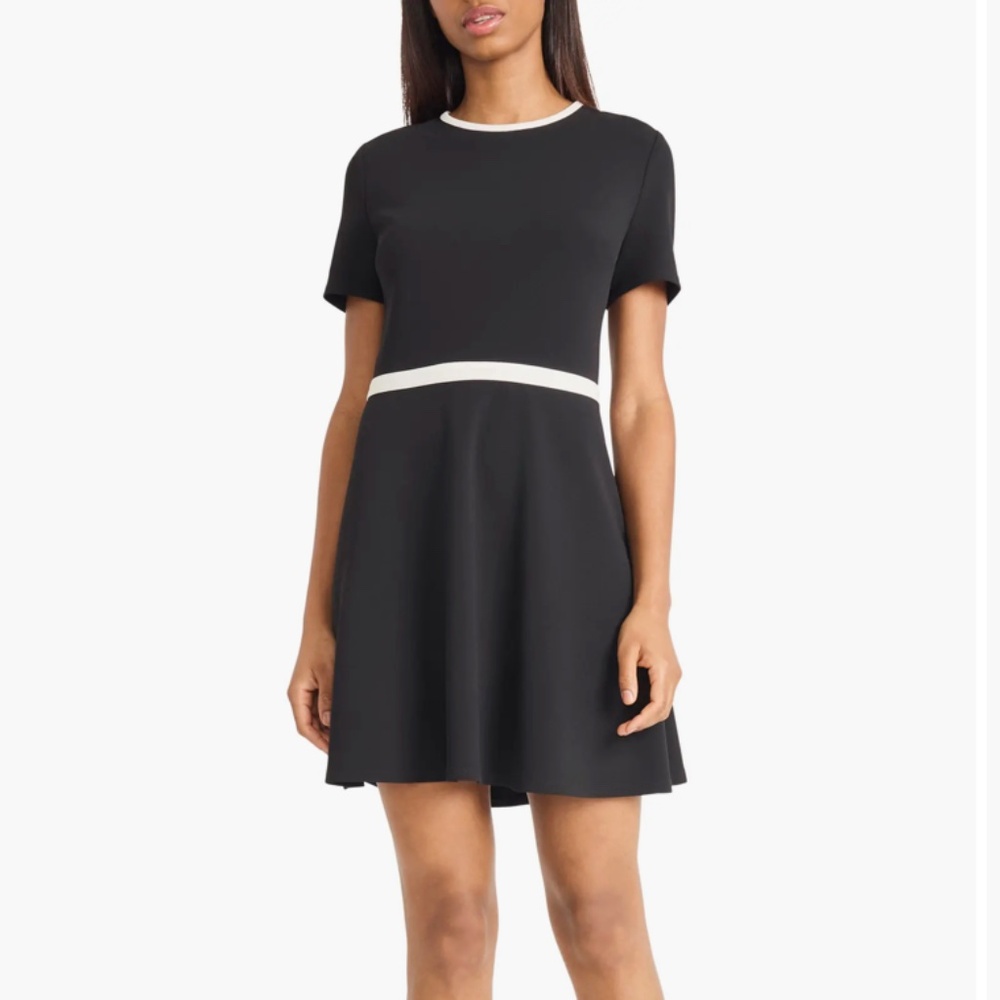 DONNA MORGAN FOR MAGGY Contrast Trim A-Line Minidress